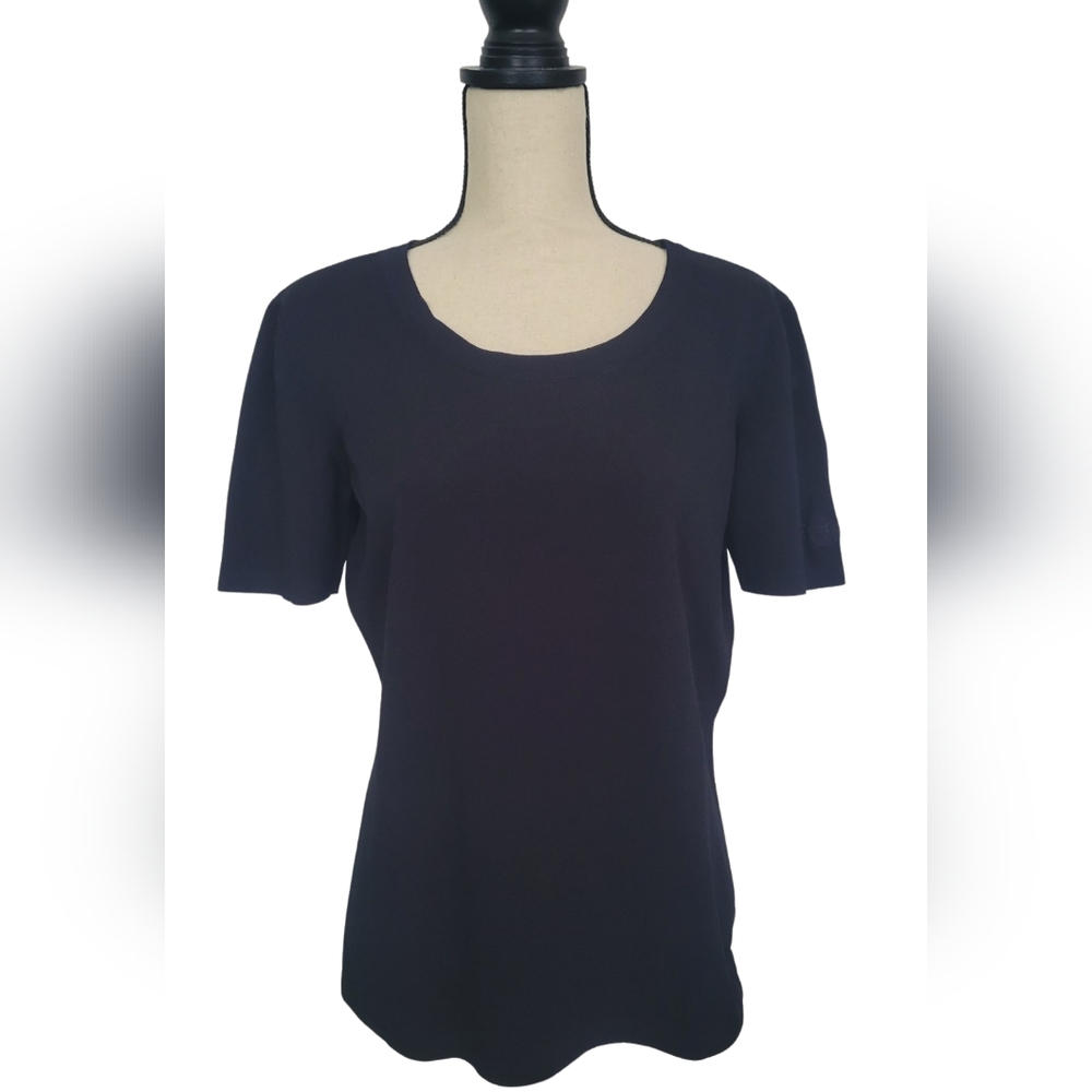 ESCADA by Margaretha Ley - Women's Black Stretch Knit Top, Size L/12 (44)